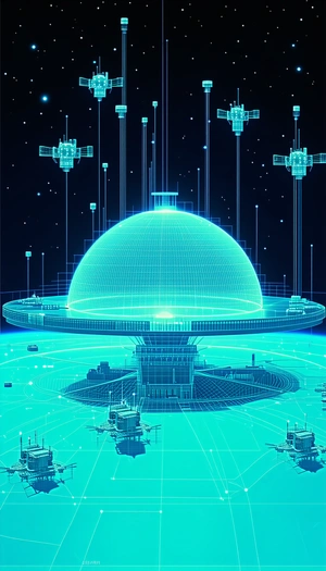 In The Image, There Is A Large, Blue, Circular Structure With A Dome-like Top
