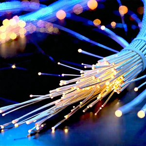 Close-up Of Fiber Optic Cables With Close-up Bunch