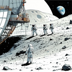 In The Image, There Are Four Astronauts Walking On The Moon