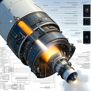 A Rocket Engine Is Shown In A Diagram, With The Engine's Components Labeled