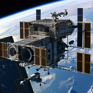 A Space Shuttle Is Shown In A Close-up View, With Its Hatch Open