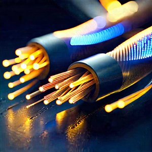 Close-up Of Fiber Optic Cables With Close-up Bunch