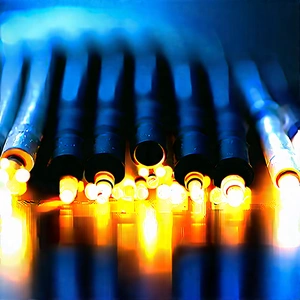 Close-up Of Fiber Optic Cables With Brightly Light