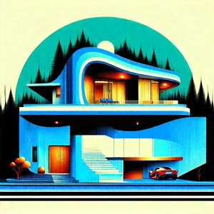 Futuristic Smart Home With Blue White