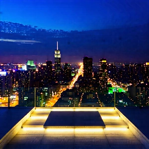Urban Architectural Photography: Observation Deck With (city:1.43) Lights With Nighttime View