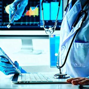 Healthcare Technology In Tech Office With Doctor Standing