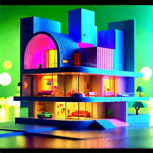 Futuristic Smart Home With Large, Colorful,