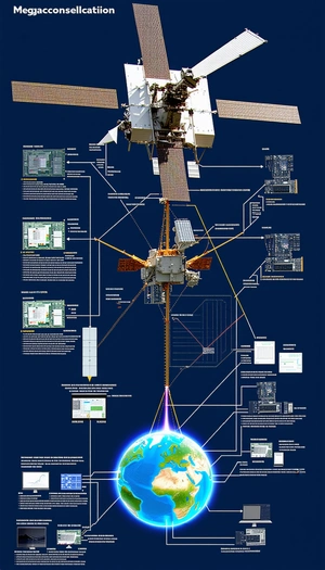 A Large, Detailed Diagram Of A Spacecraft Is Displayed On A Blue Background