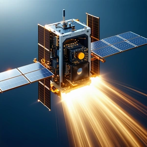 A Spacecraft Is Shown In A Close-up View, With Its Side Facing The Camera