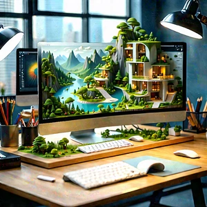 Educational Technology In Design Studio With Computer Monitor
