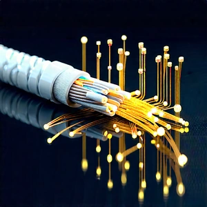 Close-up Of Fiber Optic Cables With Close-up Bunch