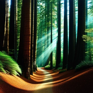 Nature Concept Art: Path through redwood forest
