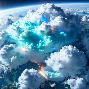 Tech Aerial Photography: (cloud:1.33) Computing Visualization With Beautiful View