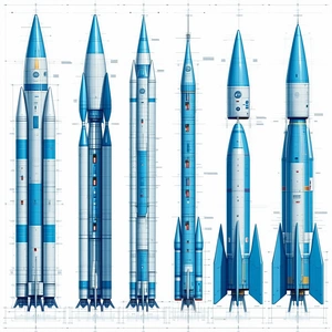 There Are Five Different Types Of Rockets Displayed In A Row