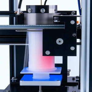 A Machine With A Blue And Red Light On It