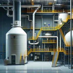 The Image Is A Computer-generated (cgi) Rendering Of A Large Industrial Plant