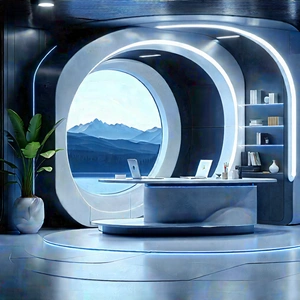 (futuristic:1.31) Tech Startup Office With Image, There