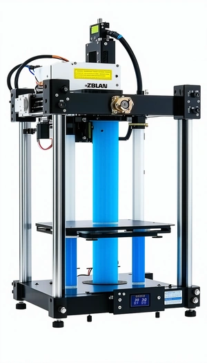 A Blue Plastic Object Is Being Printed On A 3d Printer