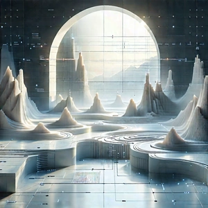 Financial Technology In Design Studio With Futuristic Scene,