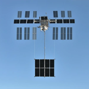 A Satellite In The Sky, Suspended By A Long Cable