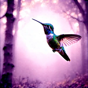 Nature Pencil Sketch: Hummingbird In (forest:1.28) Environment With Colorful Hummingbird