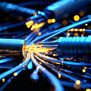 Close-up Of Fiber Optic Cables With Close-up Bunch