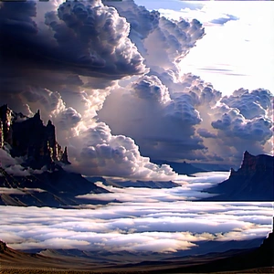 Nature 3d Render: Dramatic Clouds Over Canyon Floor With Beautiful Landscape