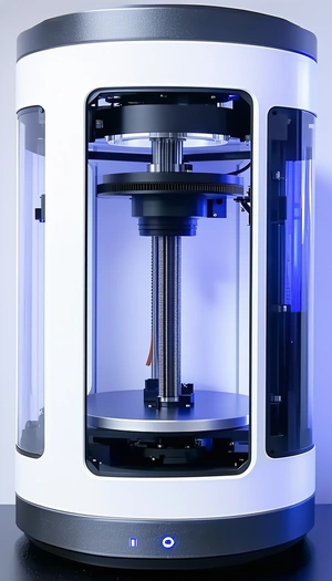 A Large, Silver, And Blue Machine With A Black Center