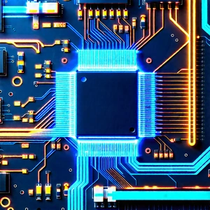 Circuit board with neon accents