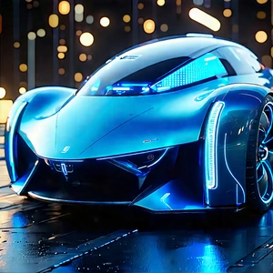 Innovative Electric Vehicle Design With Futuristic Blue