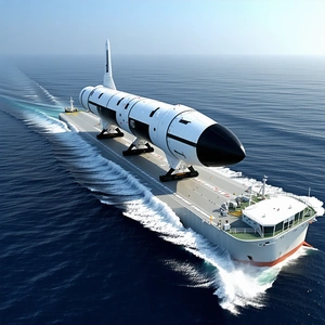 A Large White Space Shuttle Is Being Transported On A Boat