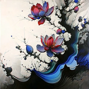 Abstract Ink Drawing: Macro View Of Synthetic Material With Beautiful Painting