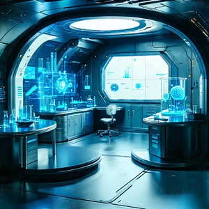 (futuristic:1.12) Research Laboratory With Futuristic Laboratory,