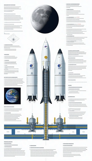 A Large White Rocket Is Shown In A Poster, With A Smaller Rocket On Top Of It