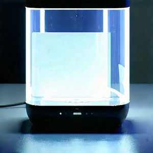 Smart Home Device With Glowing Screen With Blue Black
