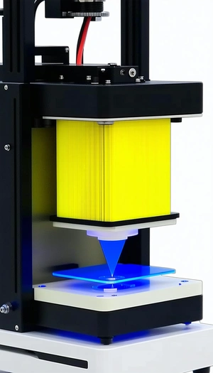 A Yellow And Blue Machine With A Yellow Filter