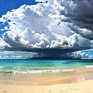 Nature Hdr Photography: (dramatic:1.12) Clouds Over Tropical Beach With Beautiful Beach