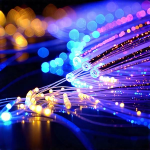 Close-up Of Fiber Optic Cables With Close-up Blue