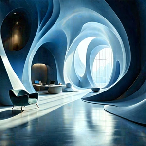 Futuristic Tech Startup Office With Large, Modern