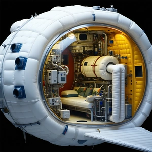 A Large White Spacecraft With A Hollowed-out Interior