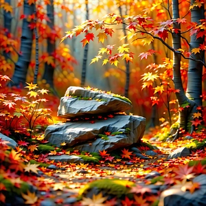 Nature Vector Art: Rock formation in autumn colors