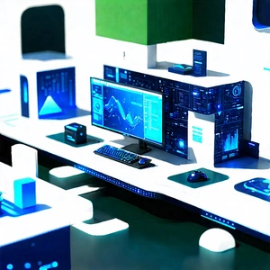 Futuristic Digital Workspace With Image
