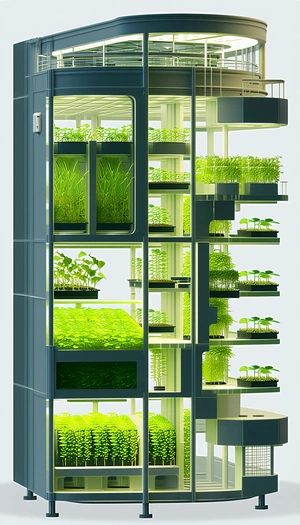 A Large, Multi-level Building With A Greenhouse On The Top Floor