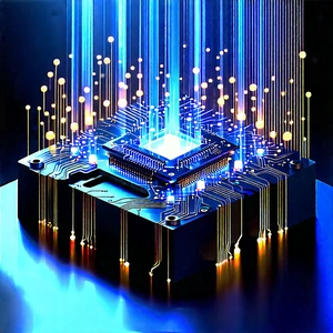 Quantum Computer With Data Streams With Close-up Computer