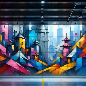 Urban Low Poly: Urban street art viewing scene