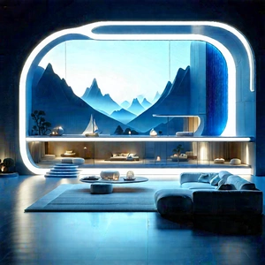 (futuristic:1.14) Smart Home With Futuristic, Blue-lit