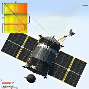 A Satellite Is Shown In A Blue Sky, With A Yellow Rope Attached To It
