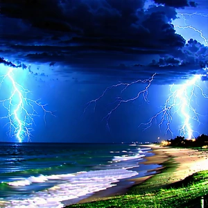 Nature Long Exposure Photography: Lightning over coastline