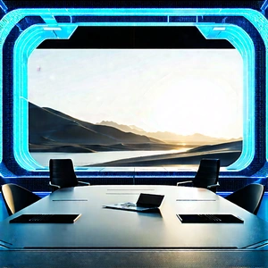 Futuristic tech startup office