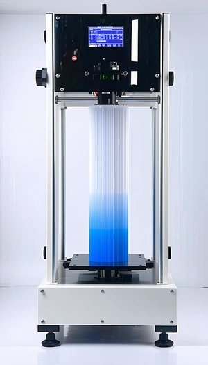 A Large Machine Is Shown In The Image, With A Blue And White Striped Object Coming Out Of It